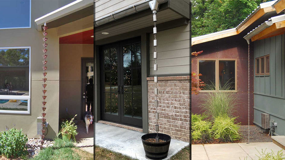 Rain Chains set up on homes