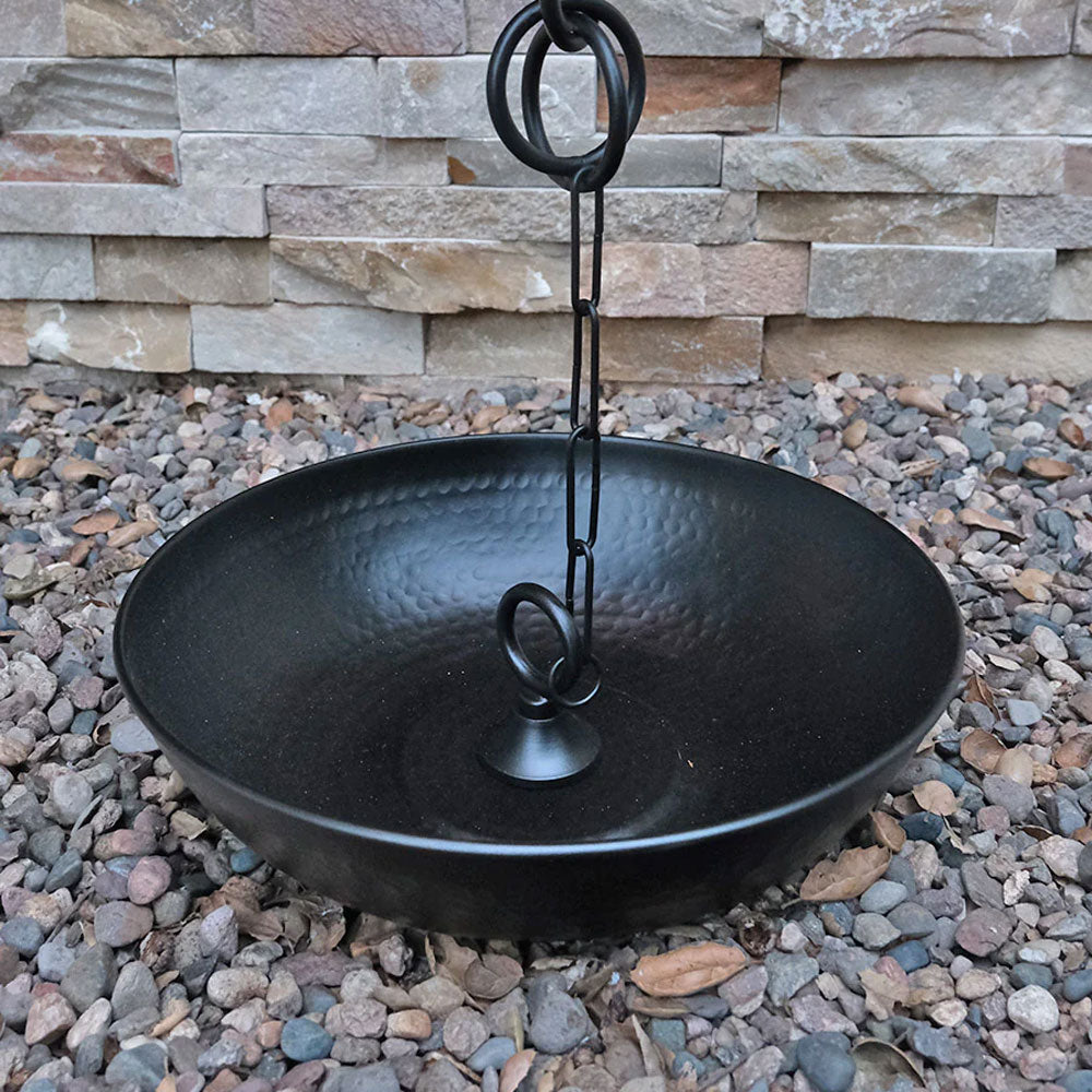 Black Hand Hammered Aluminum Dish with Loop