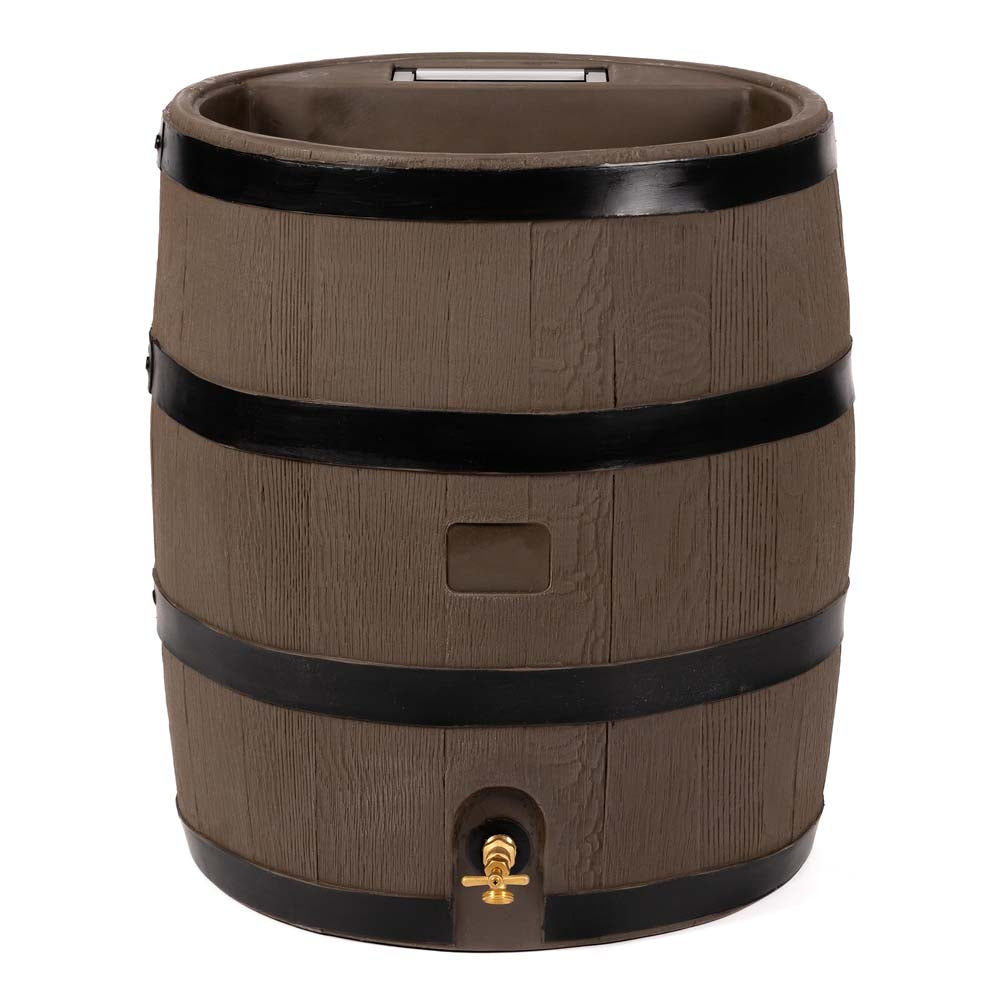 35 Gallon Wood Grain Rain Barrel with Planter