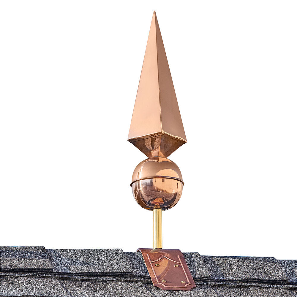 Lancelot Pure Copper Finial with Decorative Copper Roof Mount