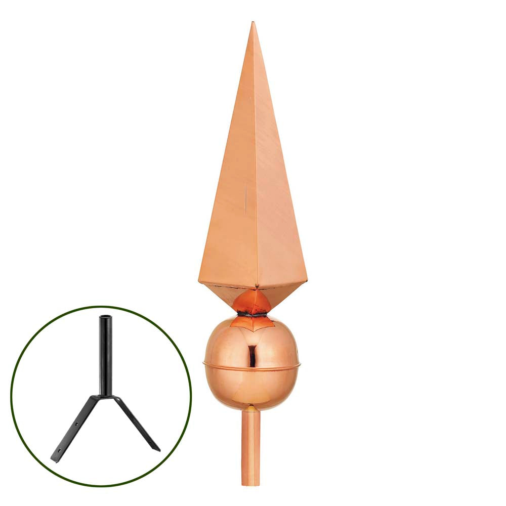 Lancelot Pure Copper Rooftop Finial with Roof Mount