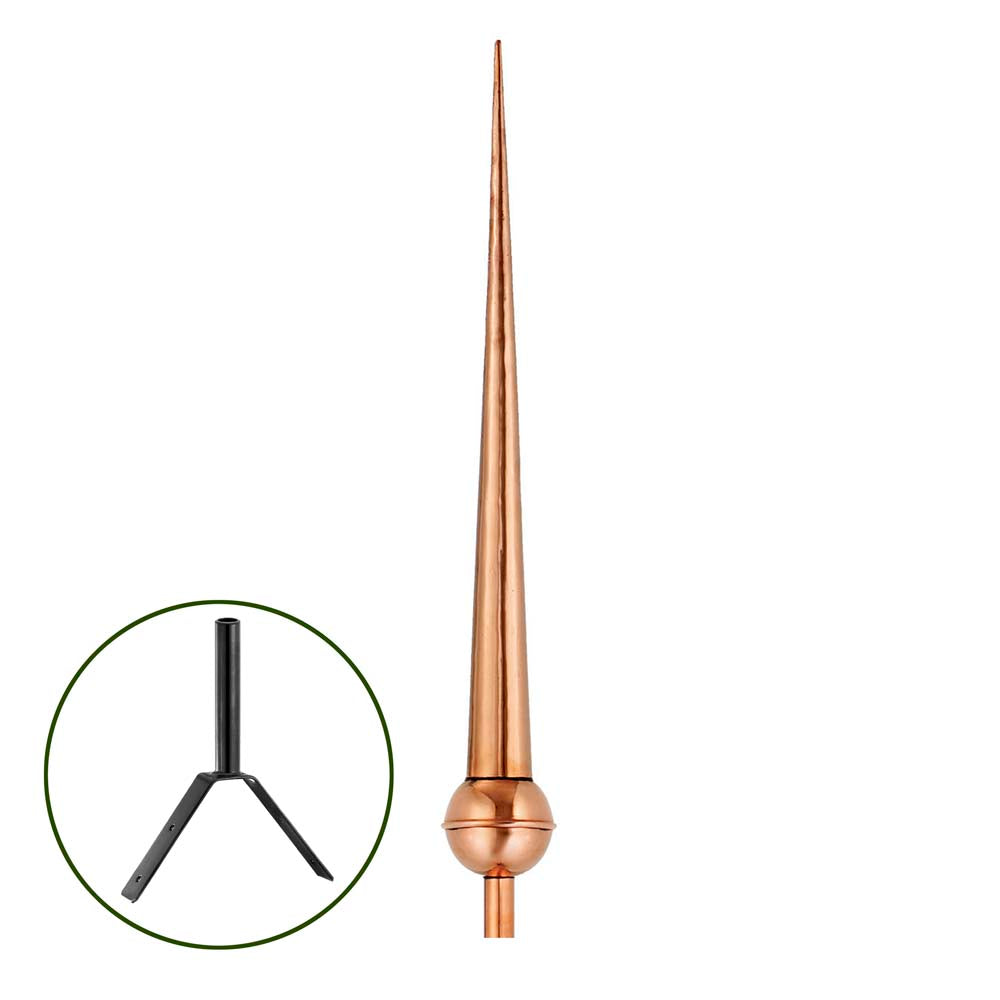 28" Gawain Pure Copper Rooftop Finial with Roof Mount