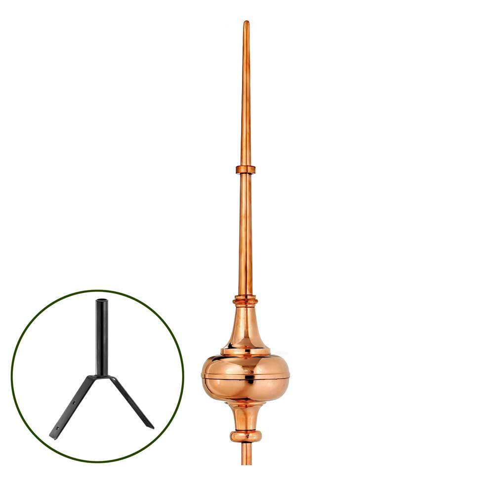 Morgana Pure Copper Rooftop Finial with Roof Mount