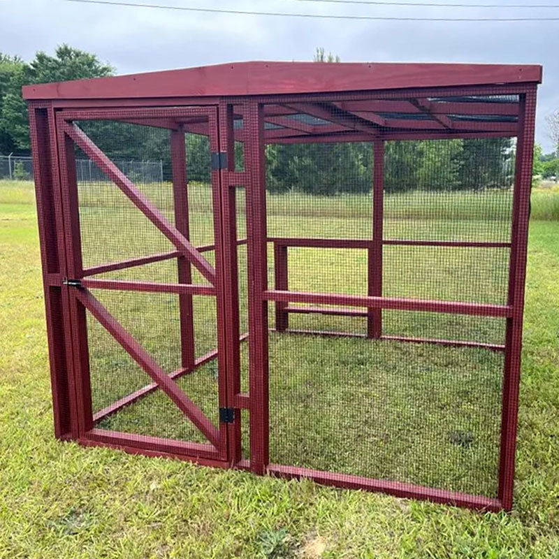 8 foot wooden chicken run in red