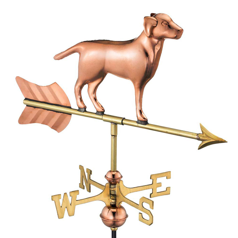 Labrador Retriever Cottage Weathervane - Pure Copper w/Roof Mount
