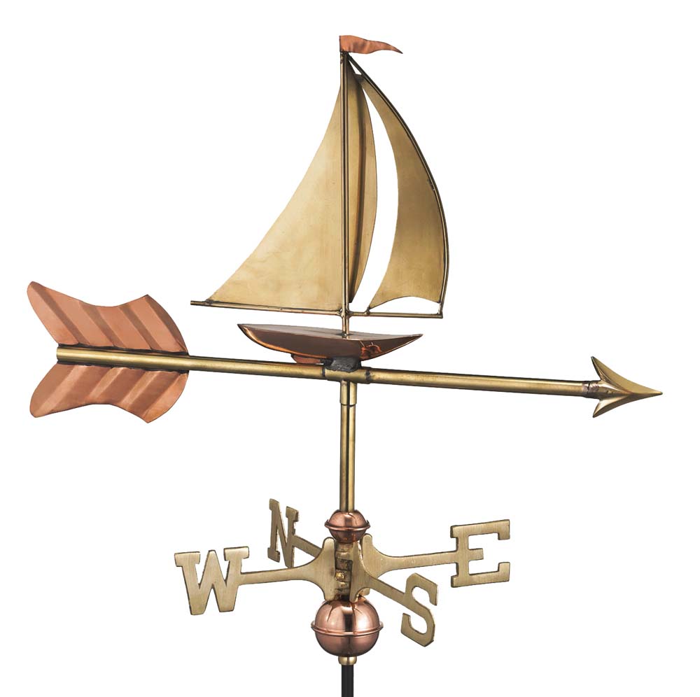 Sailboat Garden Weathervane - Pure Copper w/Garden Pole
