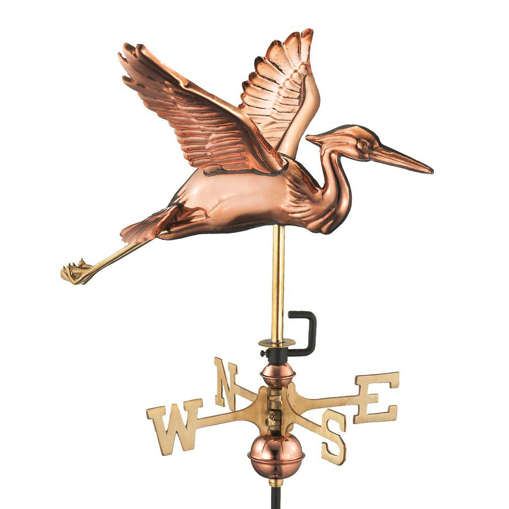 Blue Heron Garden Weathervane - Pure Copper w/Garden Pole