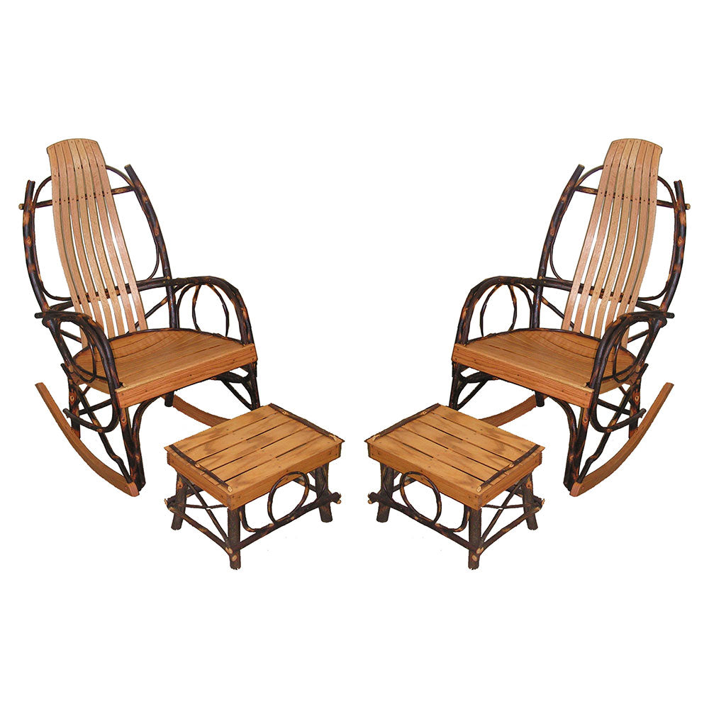 Bentwood Rocker & Foot Stool Set - Hickory & Oak
