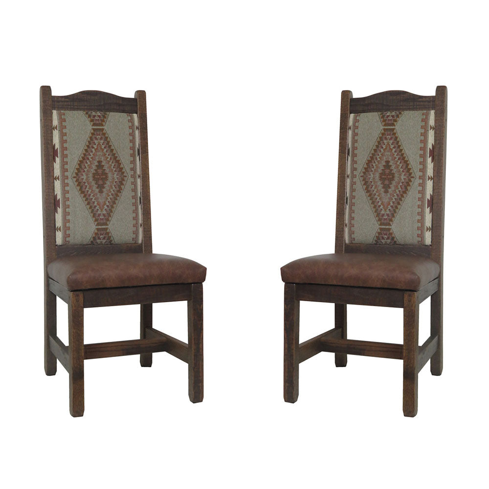 High Back Rustic Barnwood Dining Chairs Upholstered Back & Seat