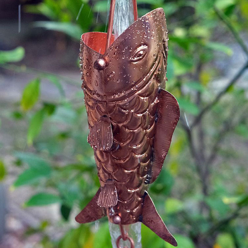 Fancy Koi Rain Chain in Pure Copper