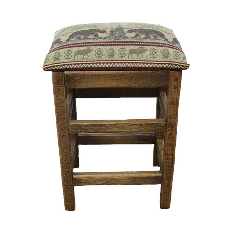 Barnwood Backless Bar Stool with Upholstered Seat