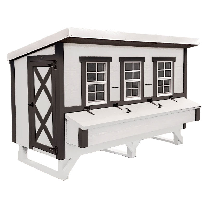 XL Farmhouse Chicken Coop White with Black trim