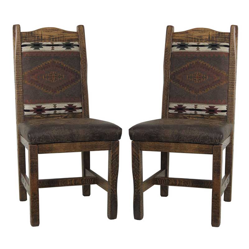 Barnwood Dining Chairs Upholstered Back & Seat - Set of 2