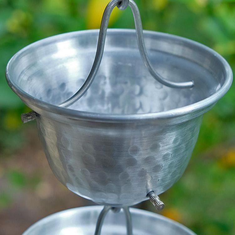 Close up view of Aluminum Bell Cups Rain Chain
